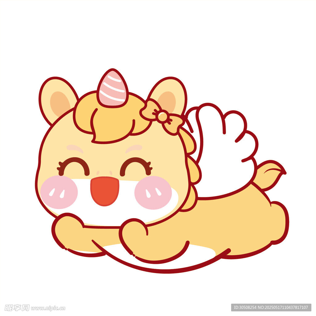 黄色生肖马白翅膀飞卡通图片