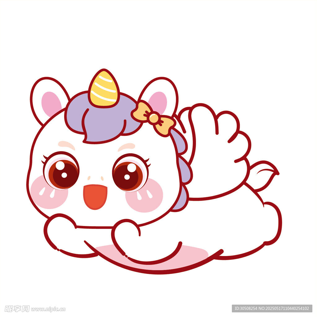 紫发小马儿白翅膀飞卡通头像图片