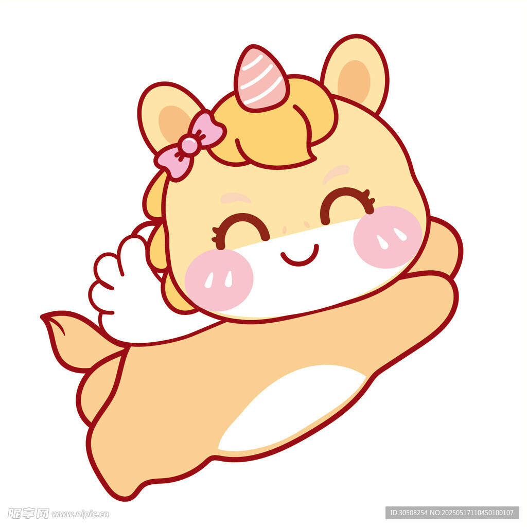 黄色马宝宝天使翅膀卡通插画图片