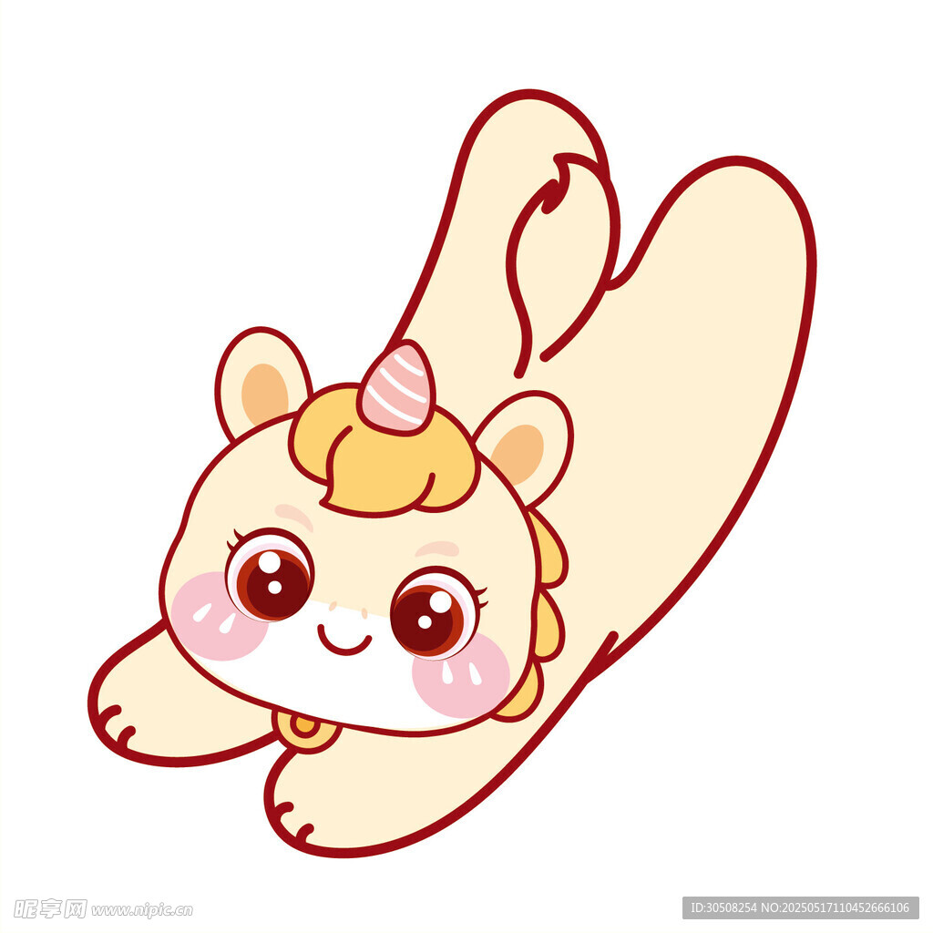 小马儿黄色飞扑可爱卡通头像图片