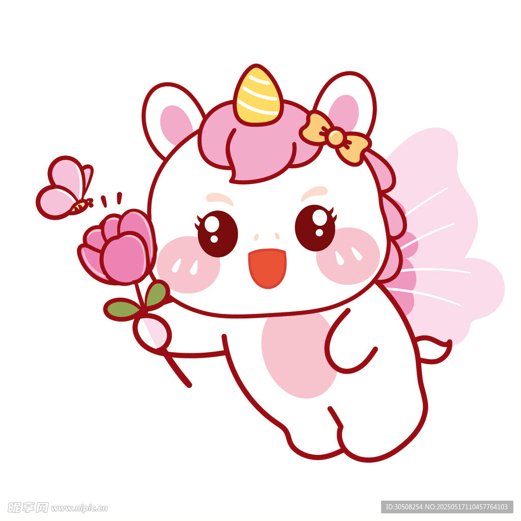 小马儿有翅膀拿花卡通头像图片