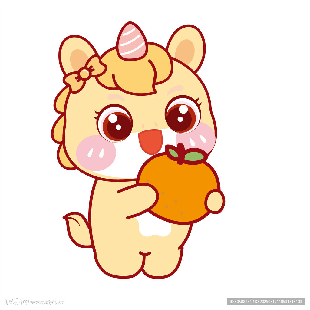 马宝宝抱橘子开心卡通表情包图片