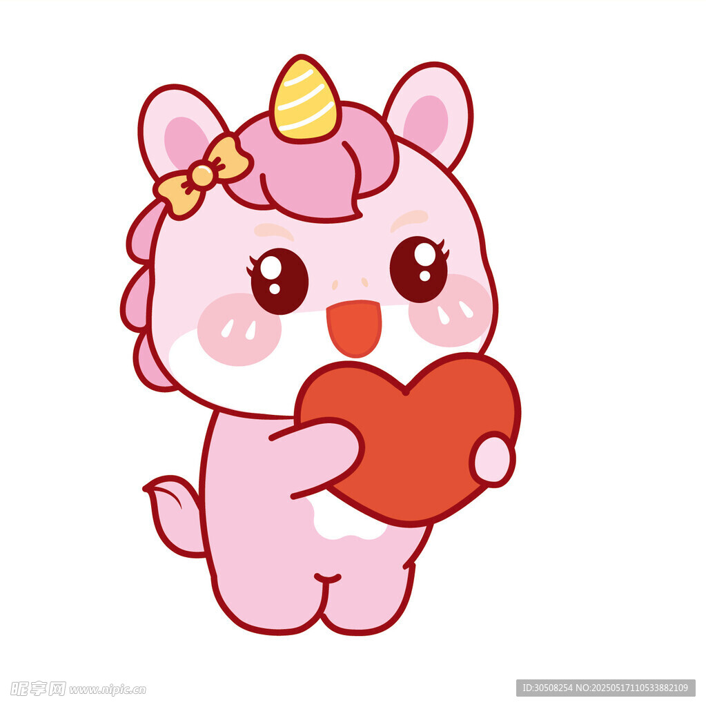 马宝宝抱爱心卡通插画图片
