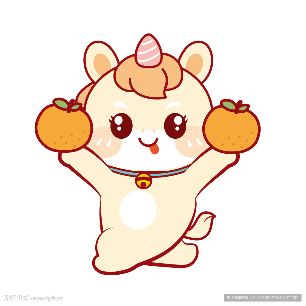 跳舞橘子可爱小马儿卡通插画图片