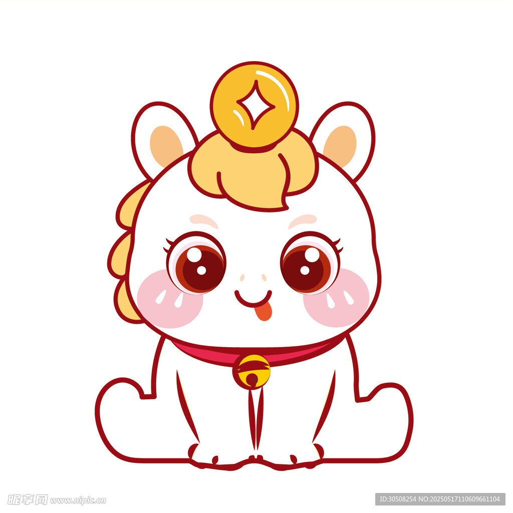 小马儿顶金币可爱卡通图片插画
