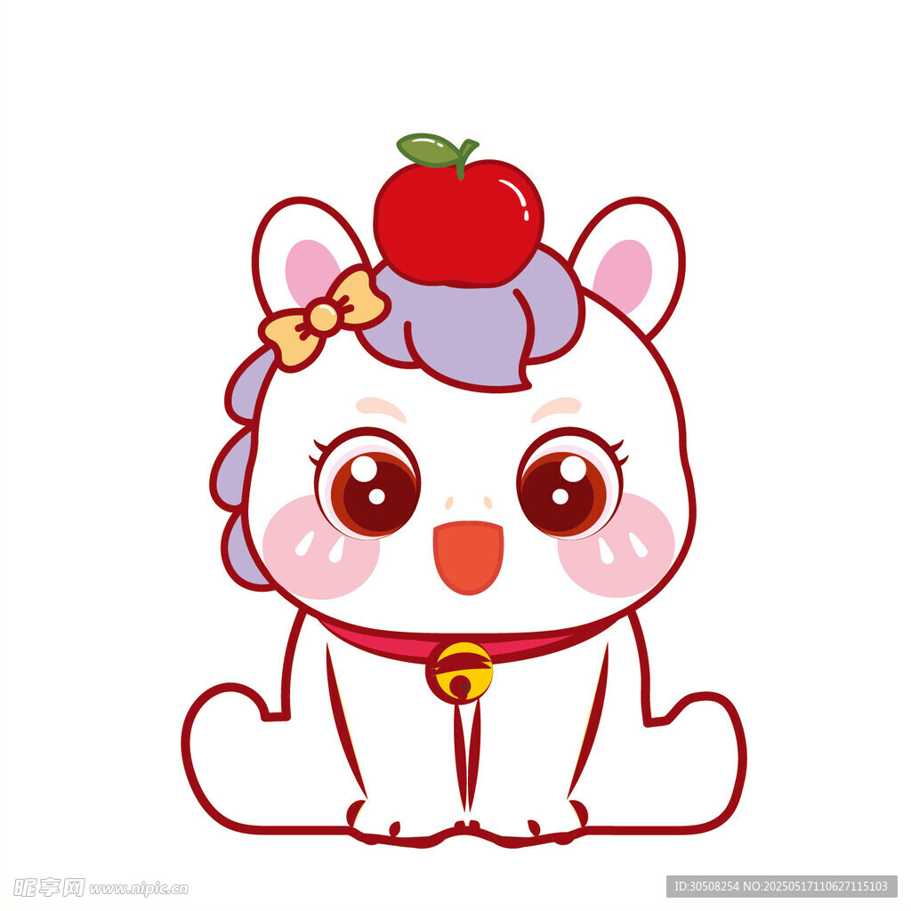 生肖马顶红苹果卡通插画图片
