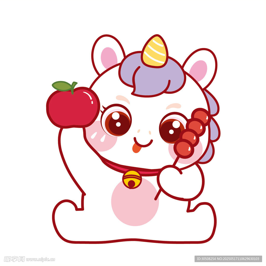 小马儿苹果糖葫芦卡通表情包图片