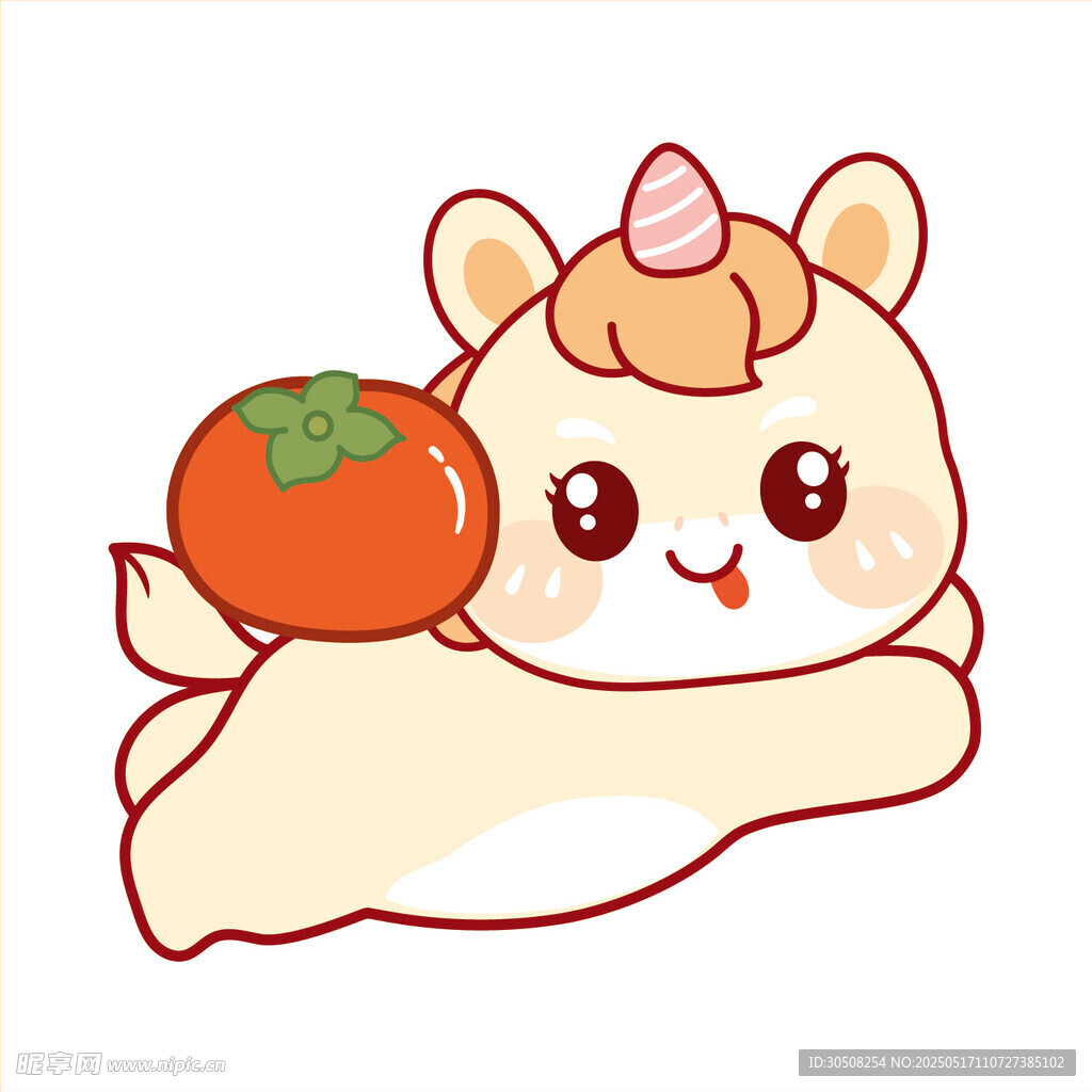 马宝宝柿柿如意吐舌卡通插画图片