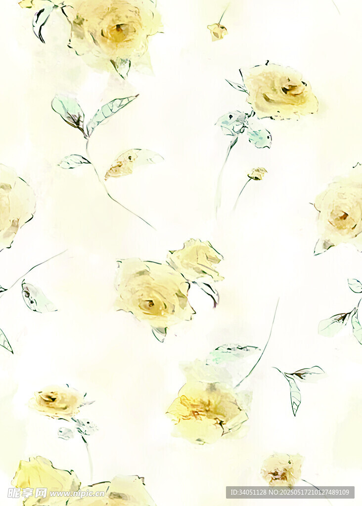 清新黄色花卉图案背景