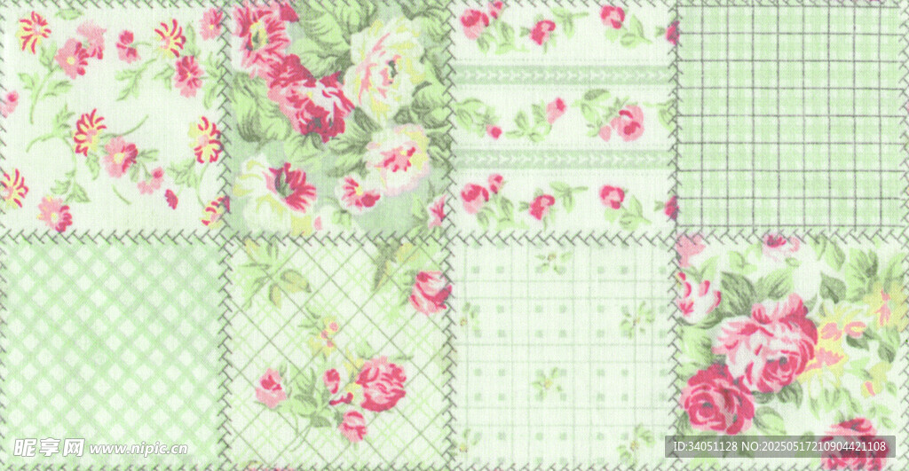 花卉格子拼接图案背景