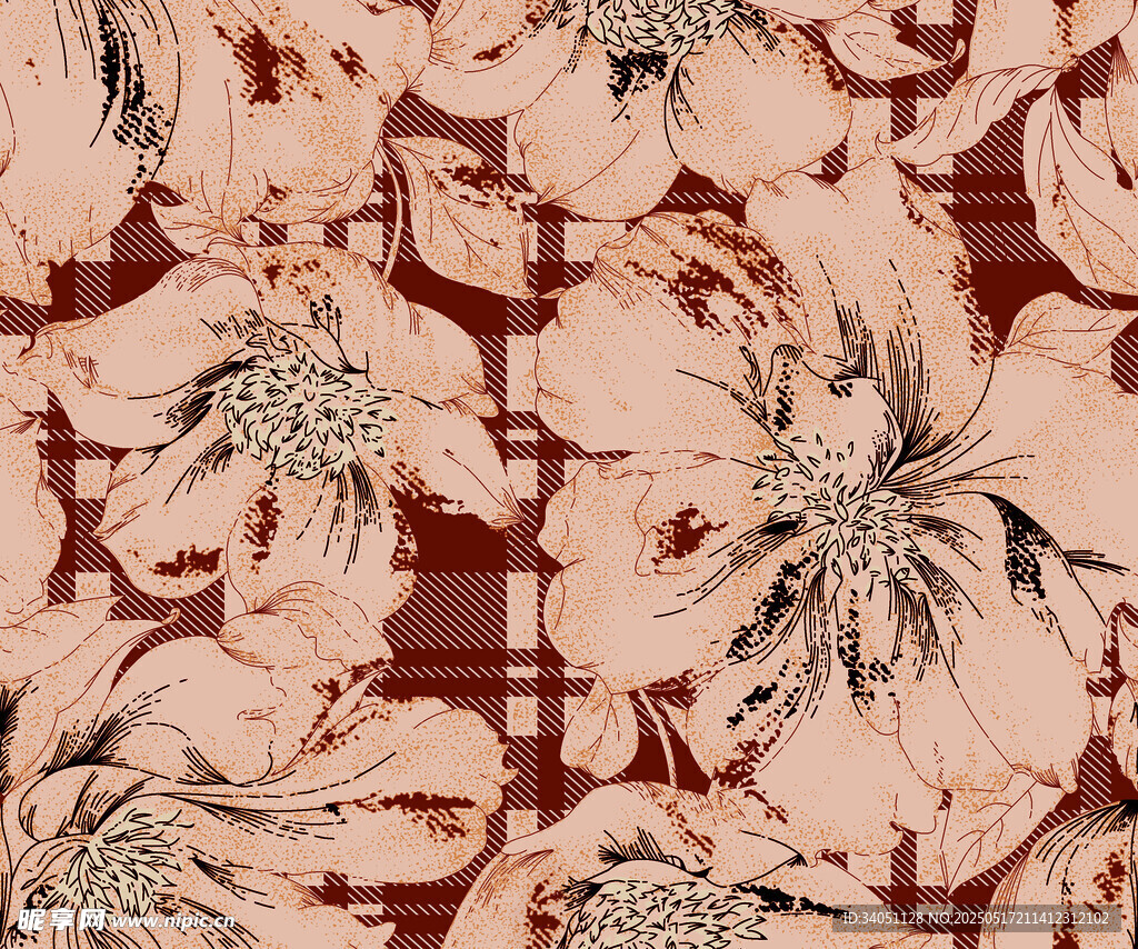 复古花卉图案纹理背景