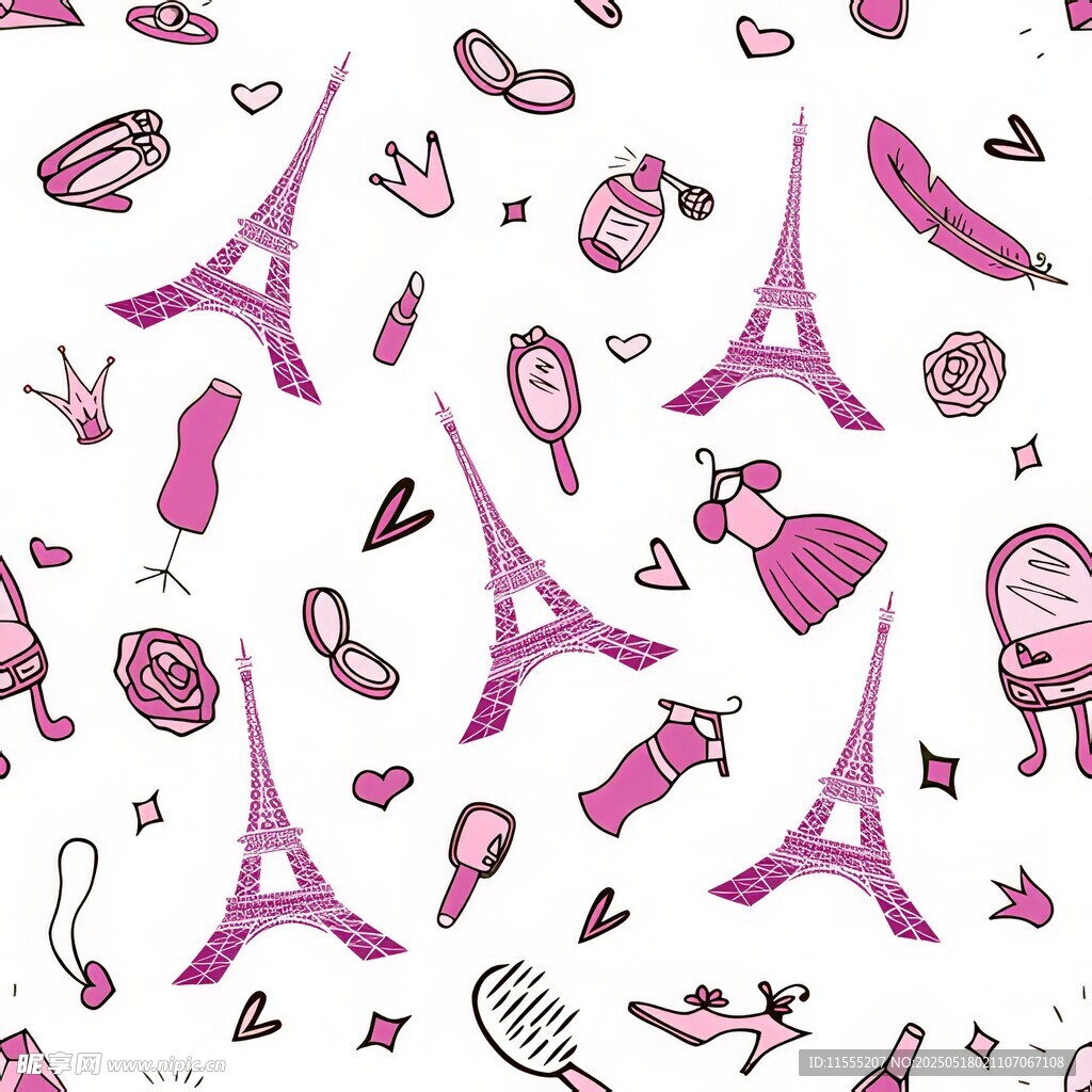粉色巴黎时尚元素图案
