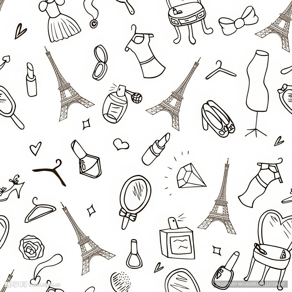 时尚元素手绘无缝图案