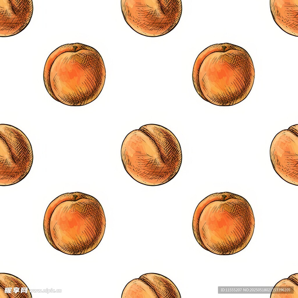 水彩风桃子图案无缝背景