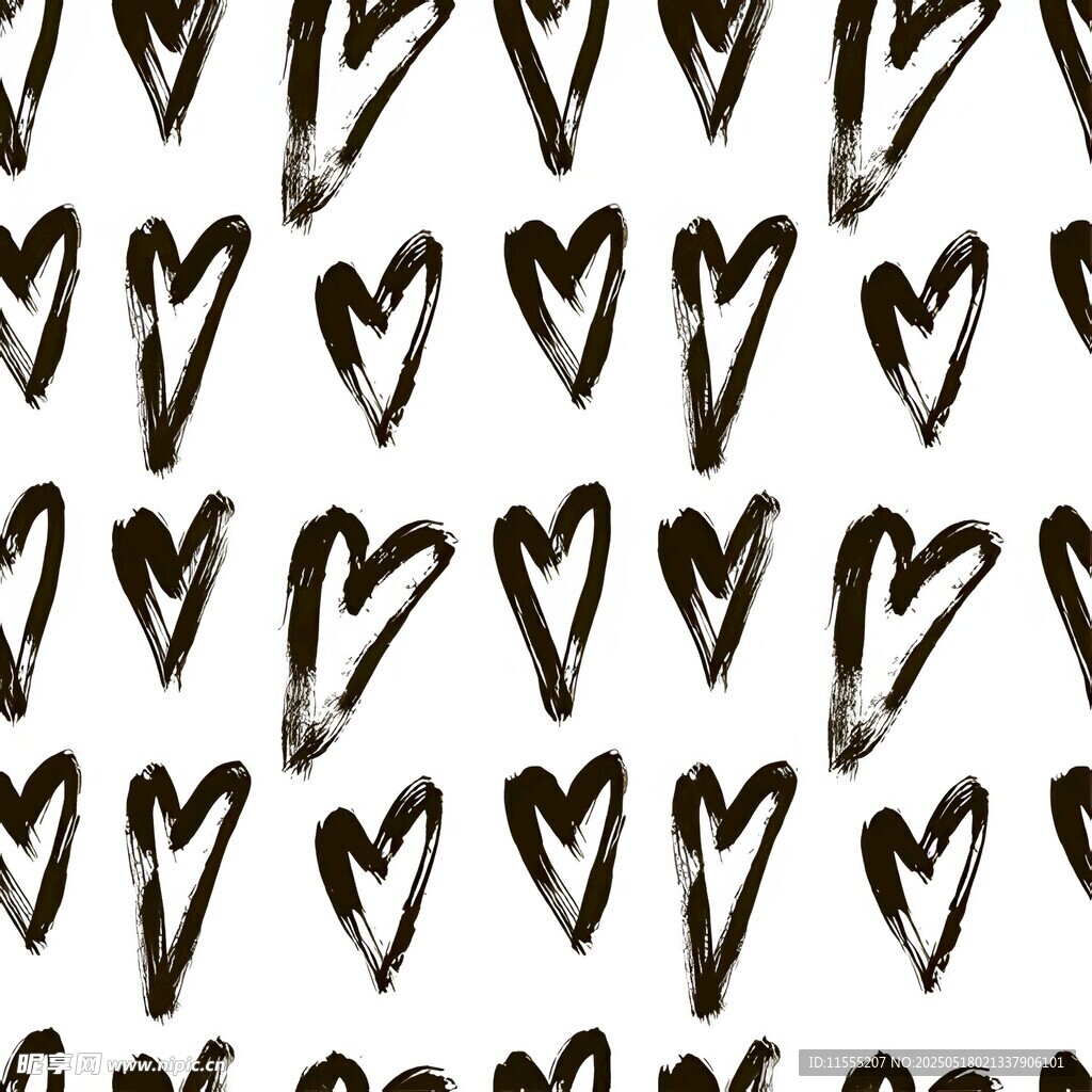 手绘爱心无缝图案背景