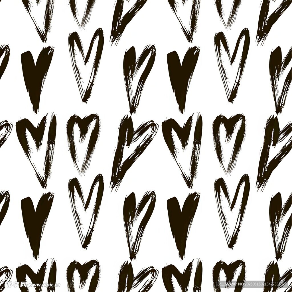 手绘爱心无缝图案背景