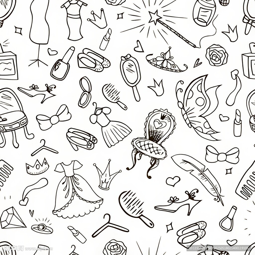 手绘时尚美妆元素集合