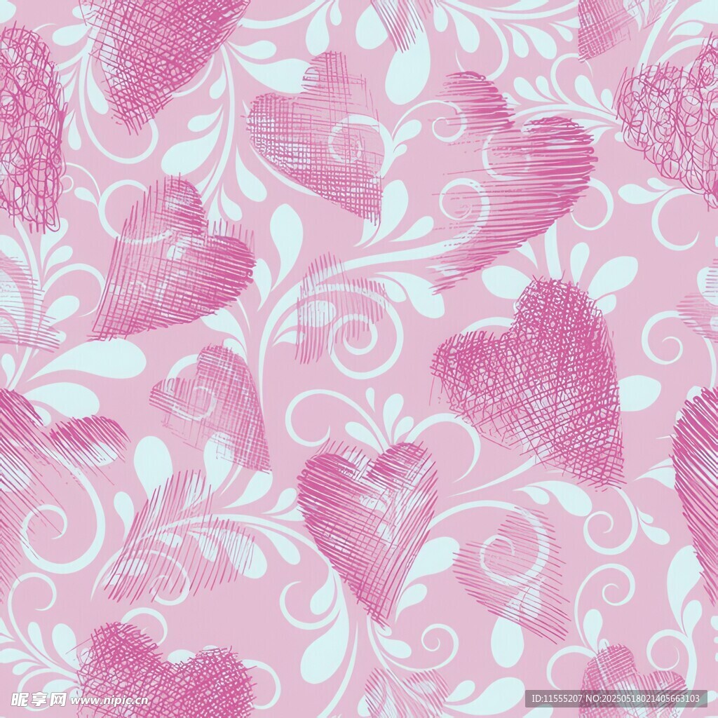 粉色爱心花纹浪漫图案