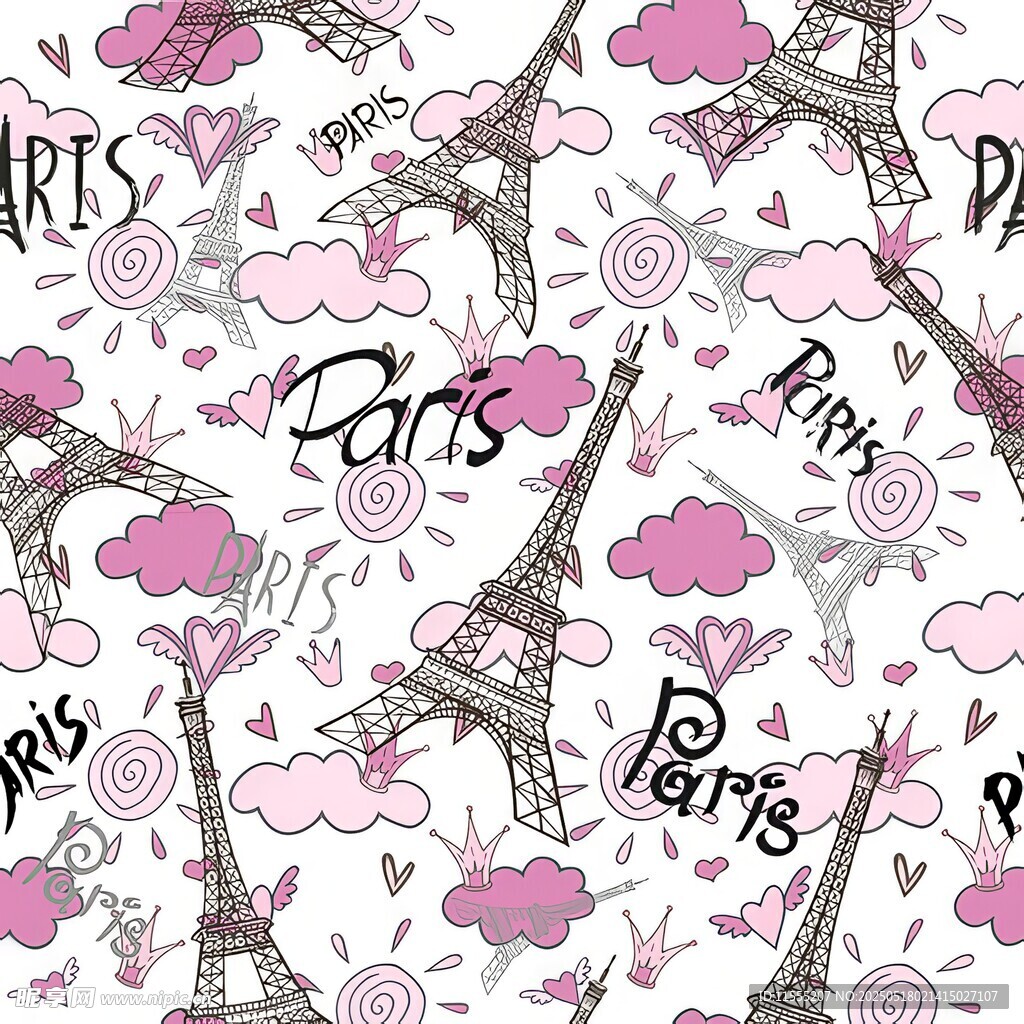 巴黎元素浪漫粉色图案