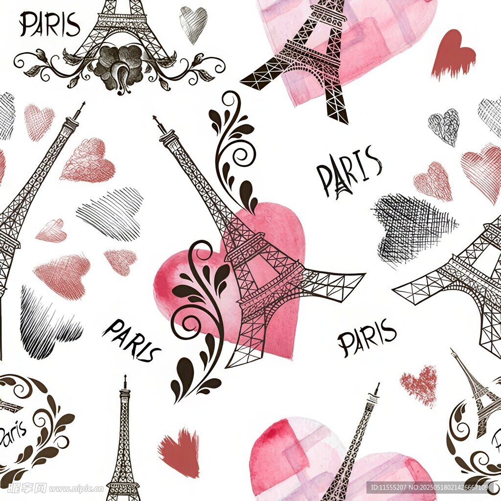 巴黎风情浪漫元素图案