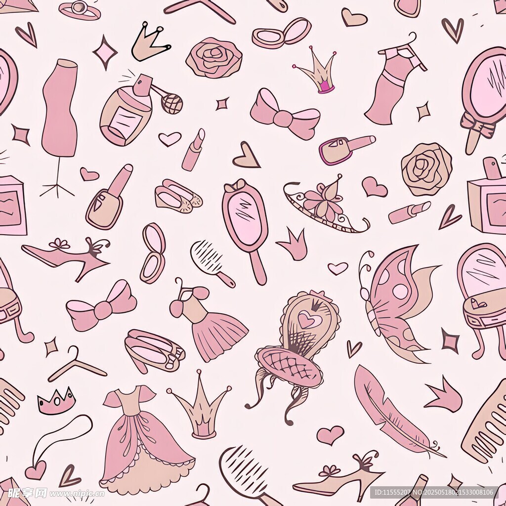 可爱粉色系少女元素图案