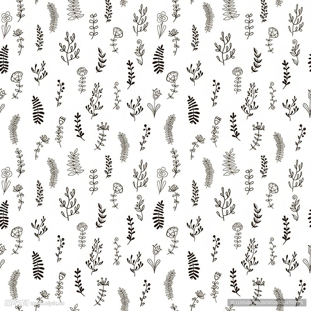 黑白动物图案无缝背景图