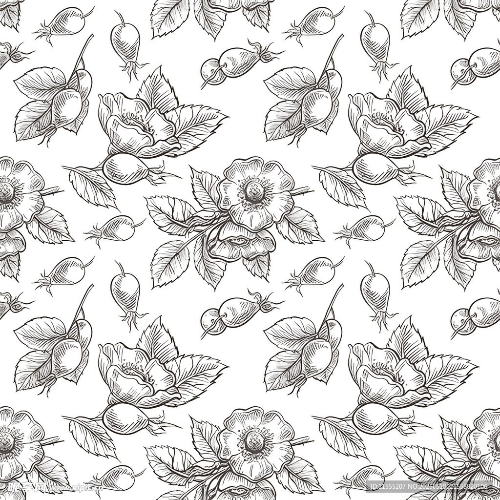 花卉图案无缝背景图