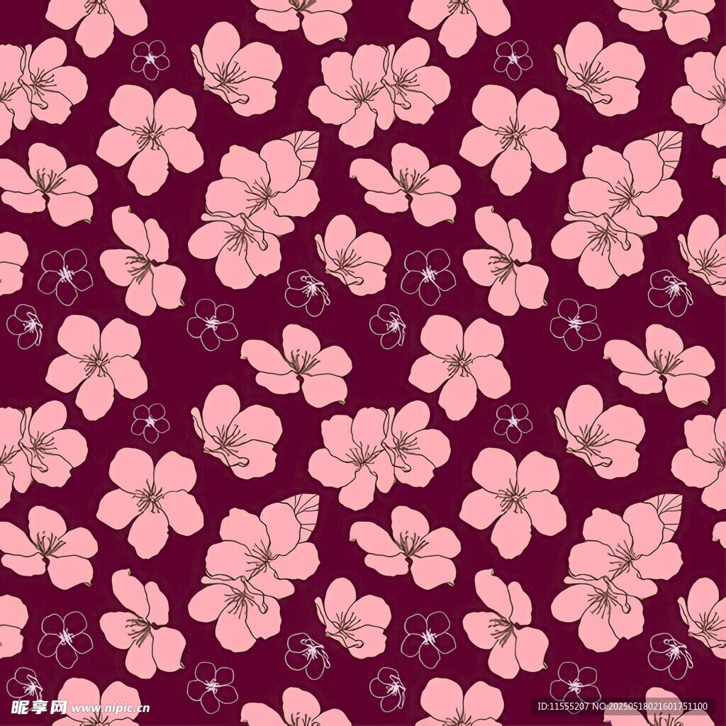 粉色花朵紫色背景图案