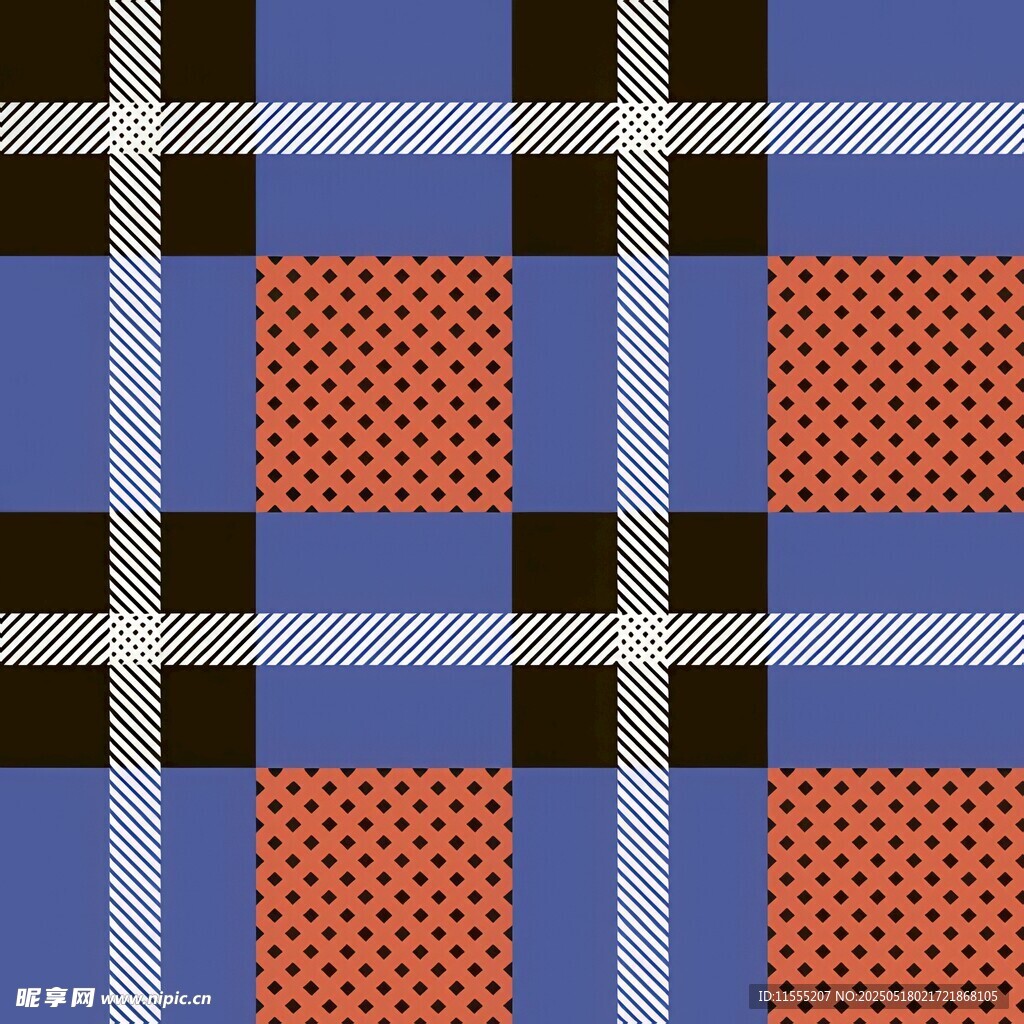 蓝棕格纹图案设计