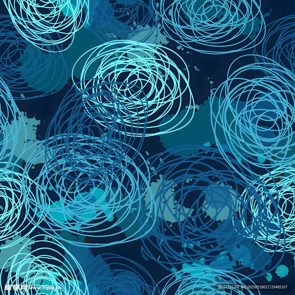 蓝色旋涡抽象水彩图案