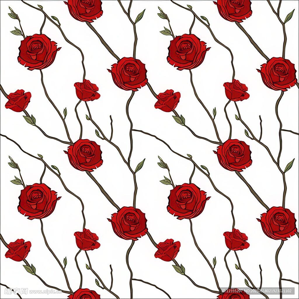 红色花卉藤蔓图案背景