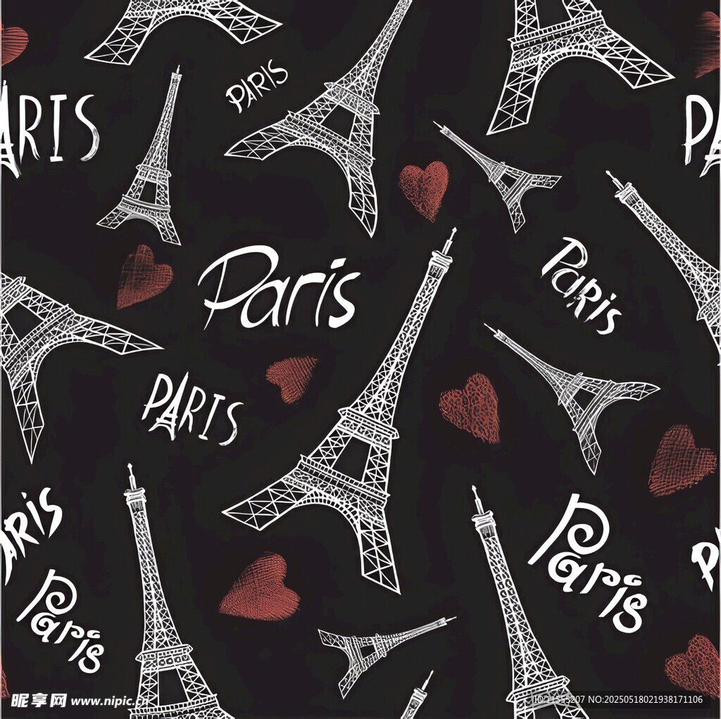 巴黎元素图案设计