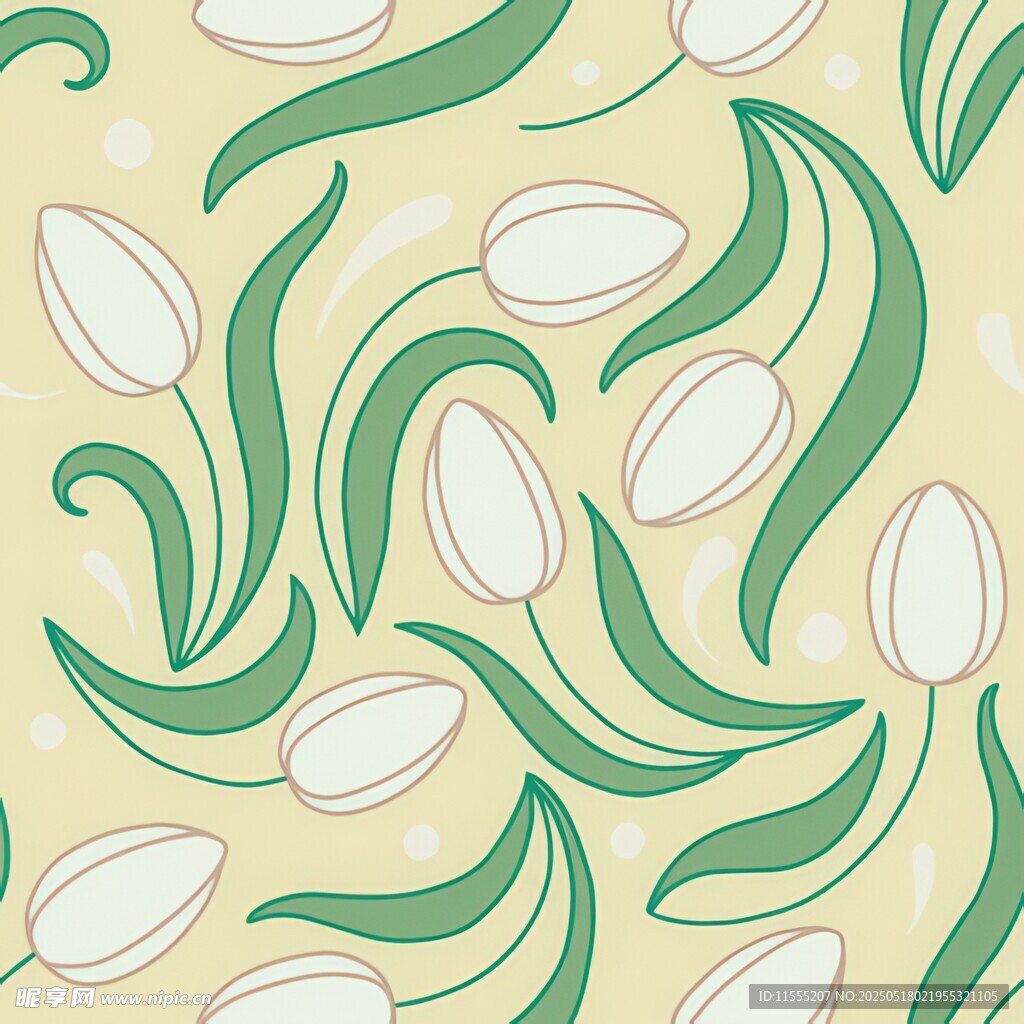 郁金香绿叶图案背景设计