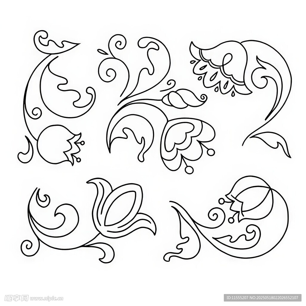 复古花卉藤蔓装饰图案