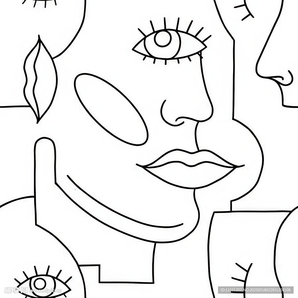 抽象线条人脸艺术插画