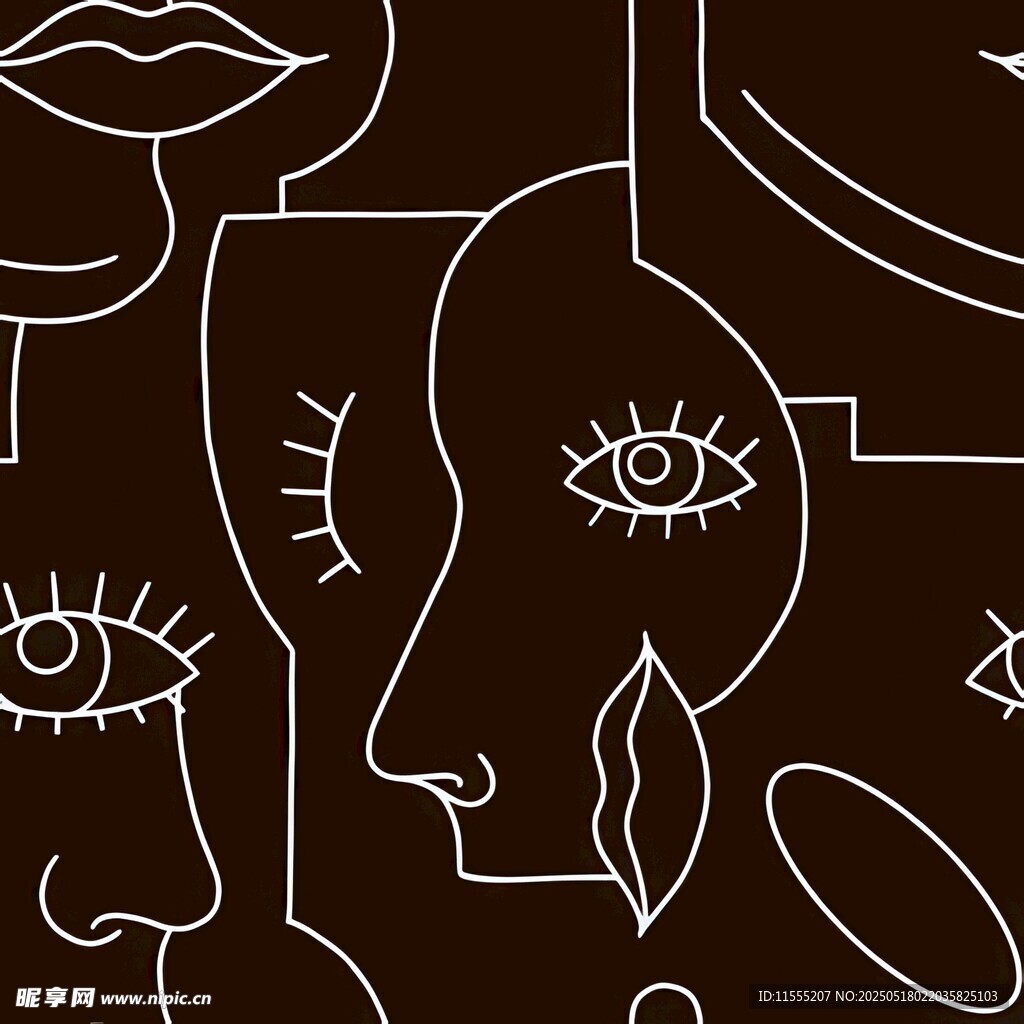 抽象线条人脸艺术图案