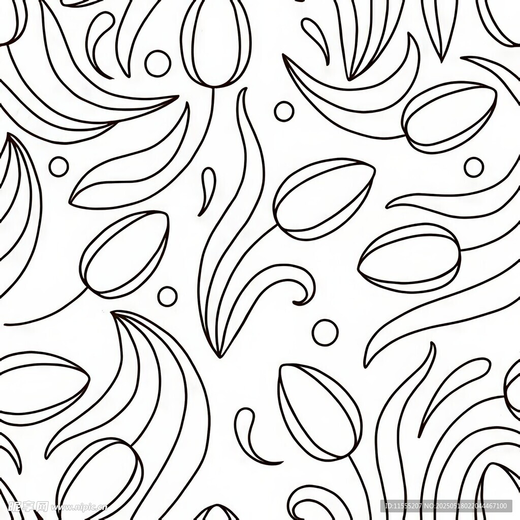 简约线条花卉图案设计