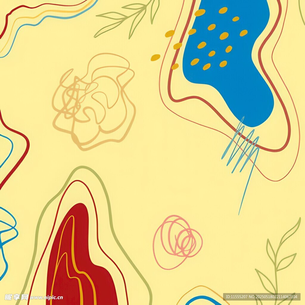 抽象几何花卉装饰图案