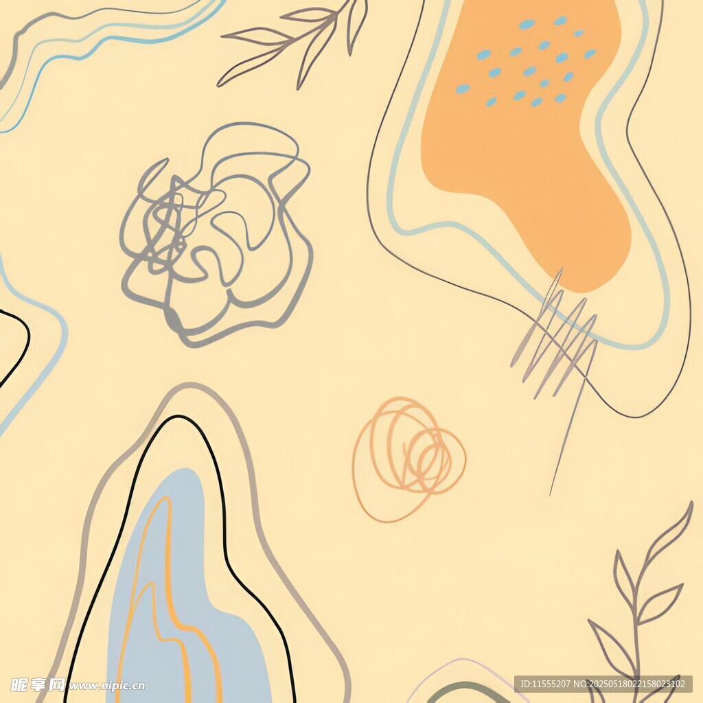 抽象花卉线条装饰图案