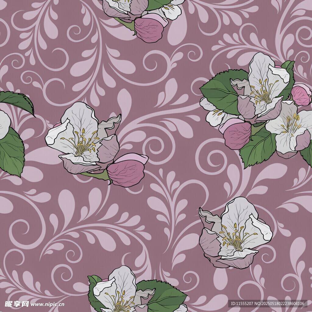 粉色花卉藤蔓图案背景