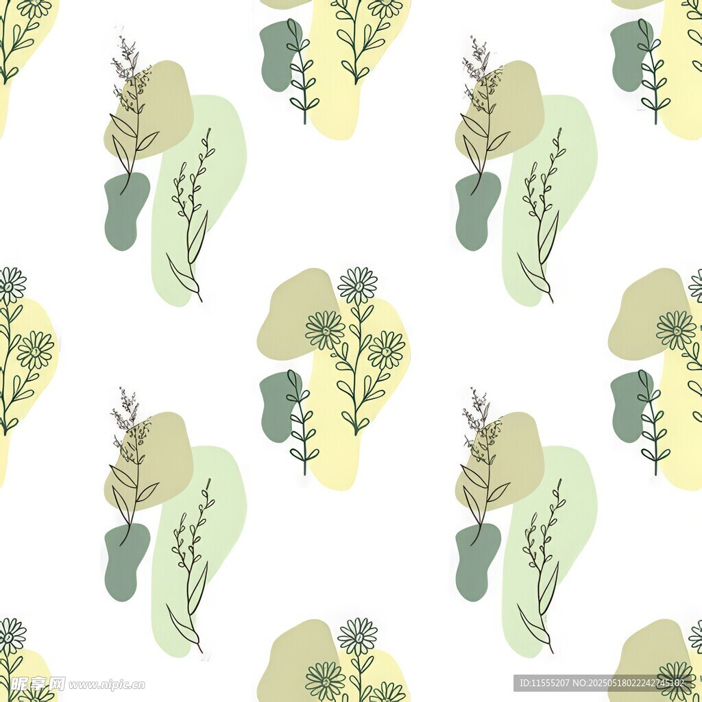 清新植物图案背景纹理