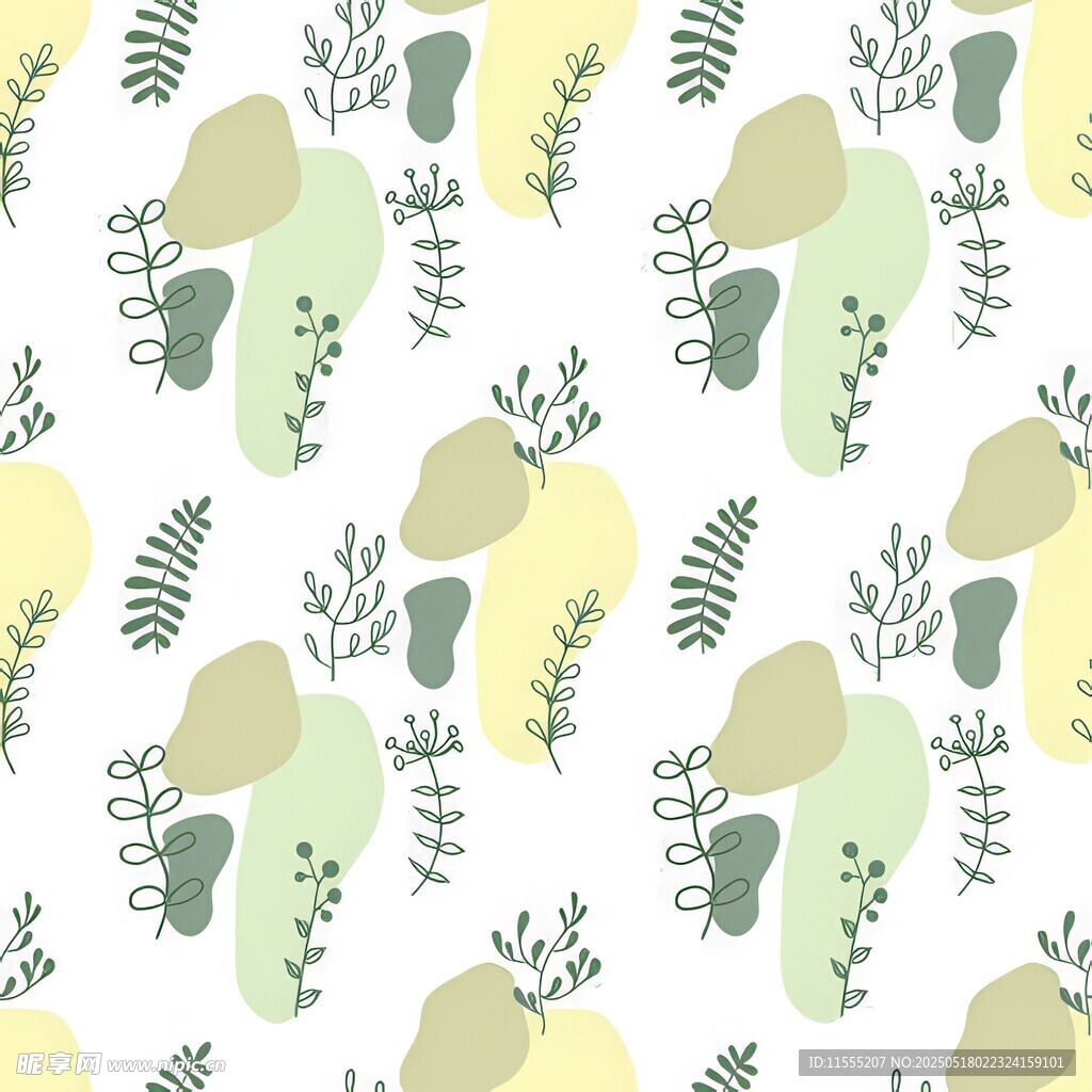 清新绿植图案背景设计