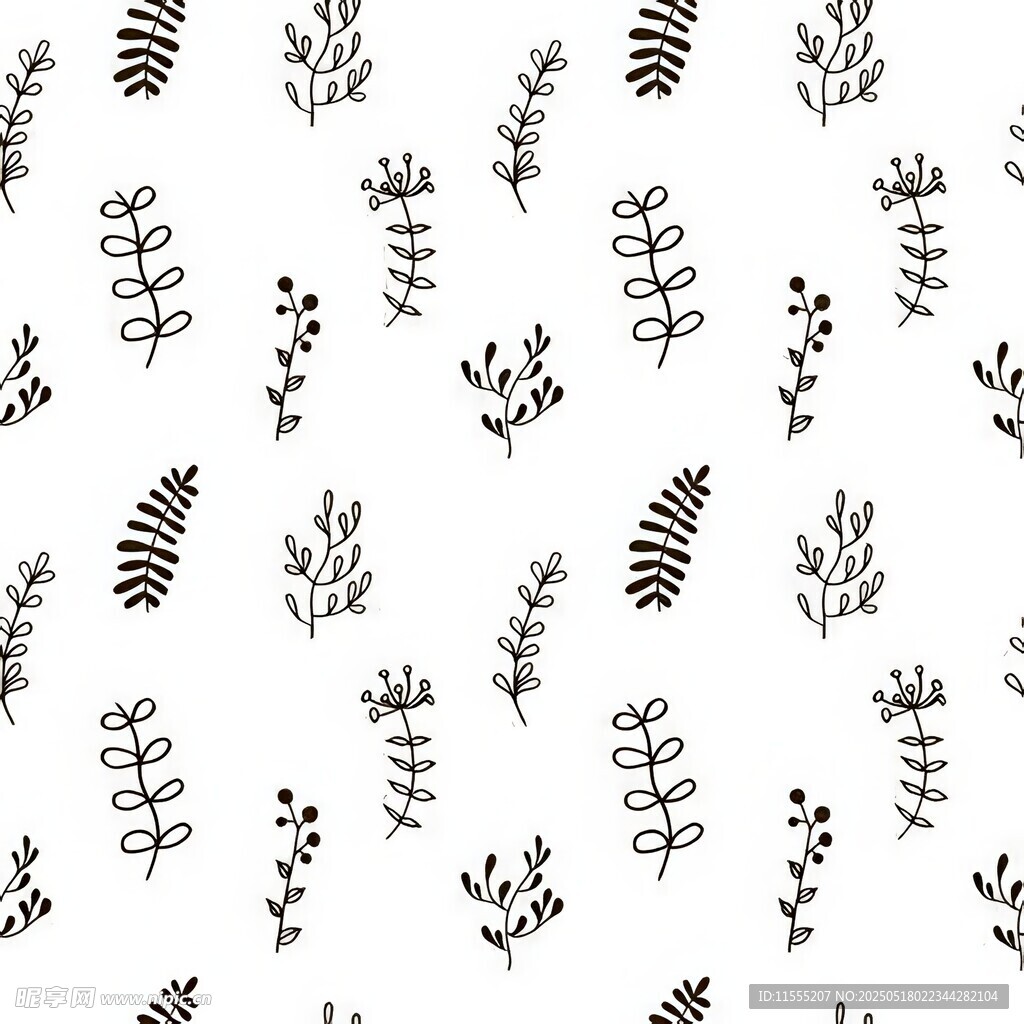 简约黑白植物图案背景