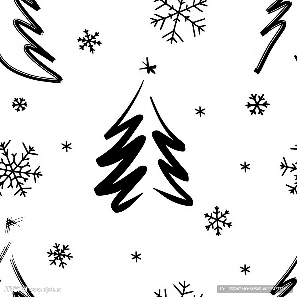 简约黑白圣诞元素图案