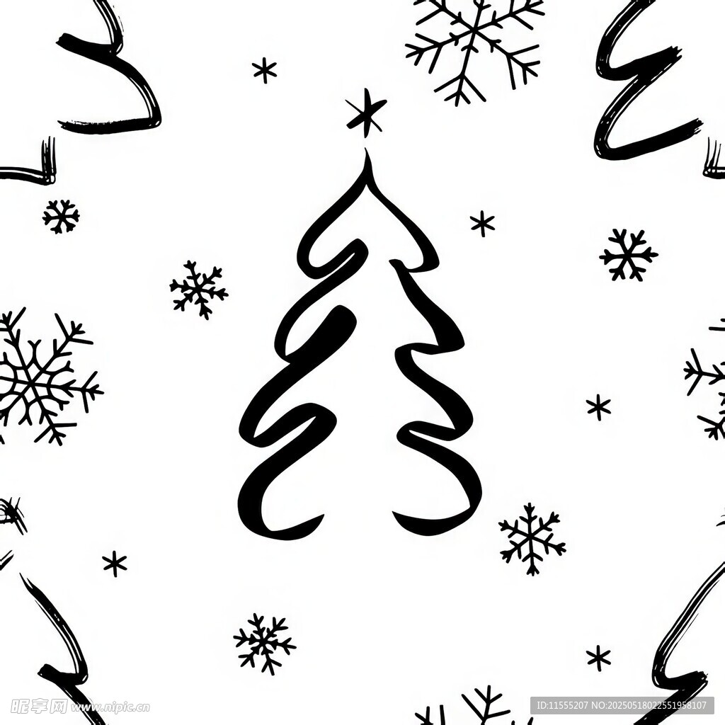 黑白圣诞元素图案设计