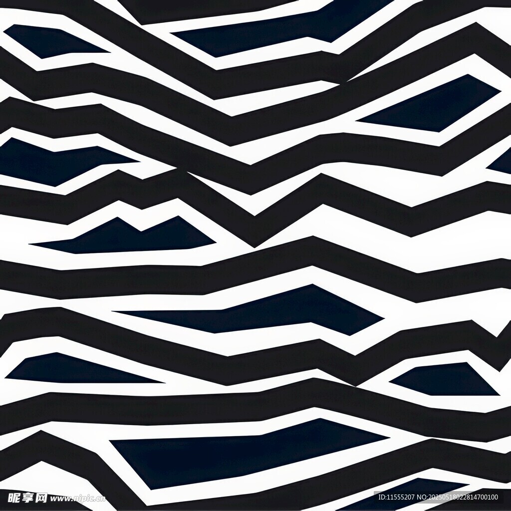黑白几何波浪纹图案设计