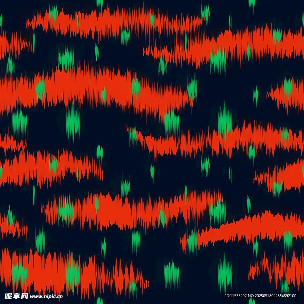 动感红绿波形图案背景四方连续图
