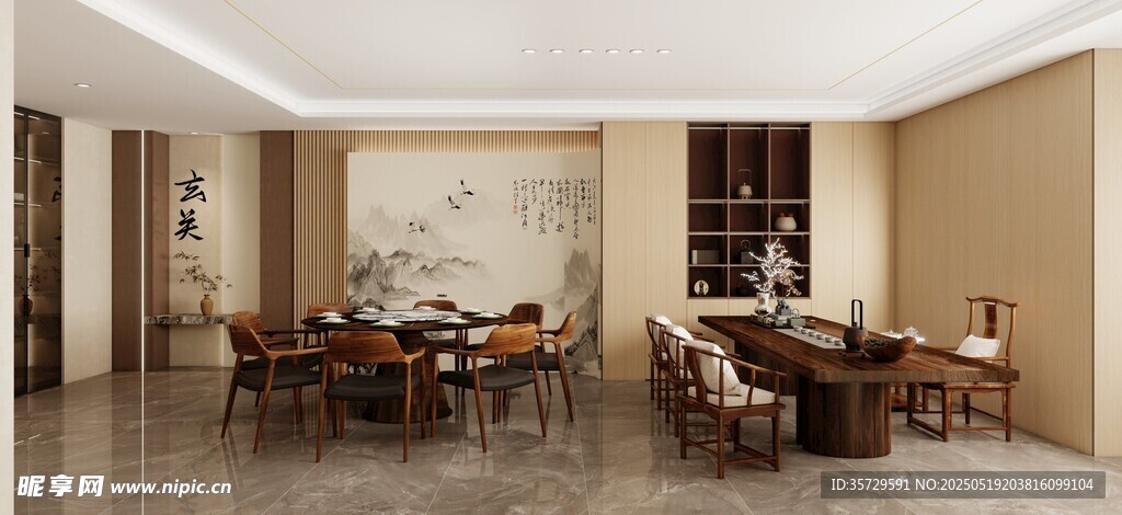 中式雅致餐厅室内场景