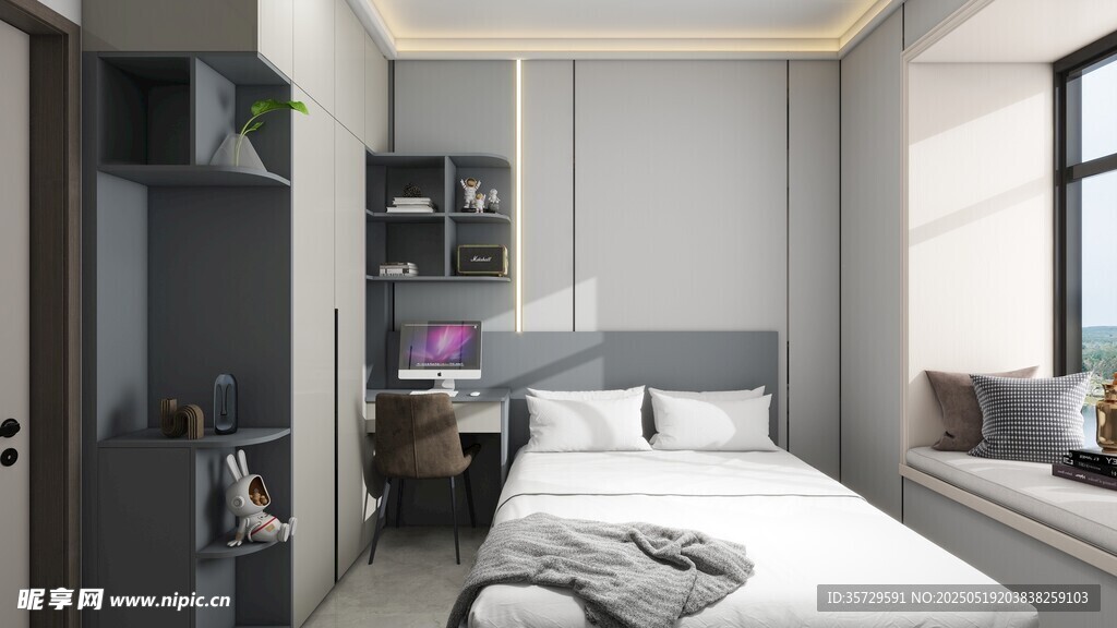 简约现代风卧室一角