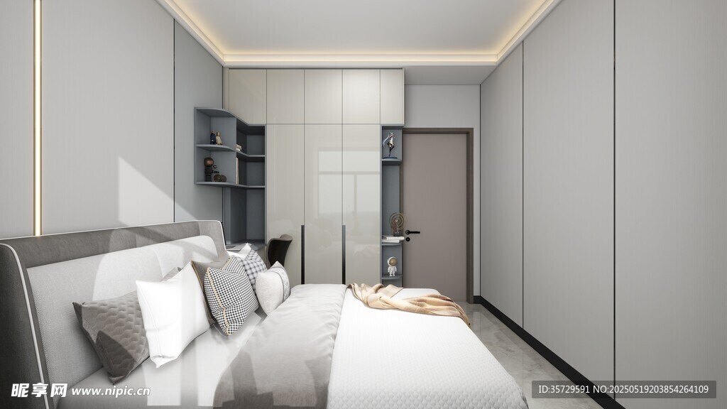 现代简约风卧室室内场景